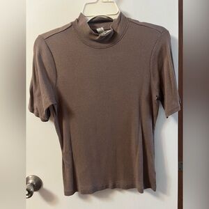 Joie Brown Short Sleeve mock turtle neck.